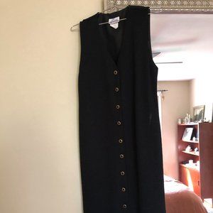 VINTAGE Full Length, Sleeveless Black Dress (wool blend, made in Canada)